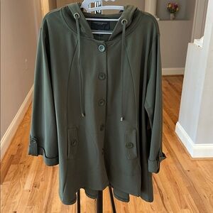 NWT Christian Siriano 1X Olive Swing Button-Up Jacket